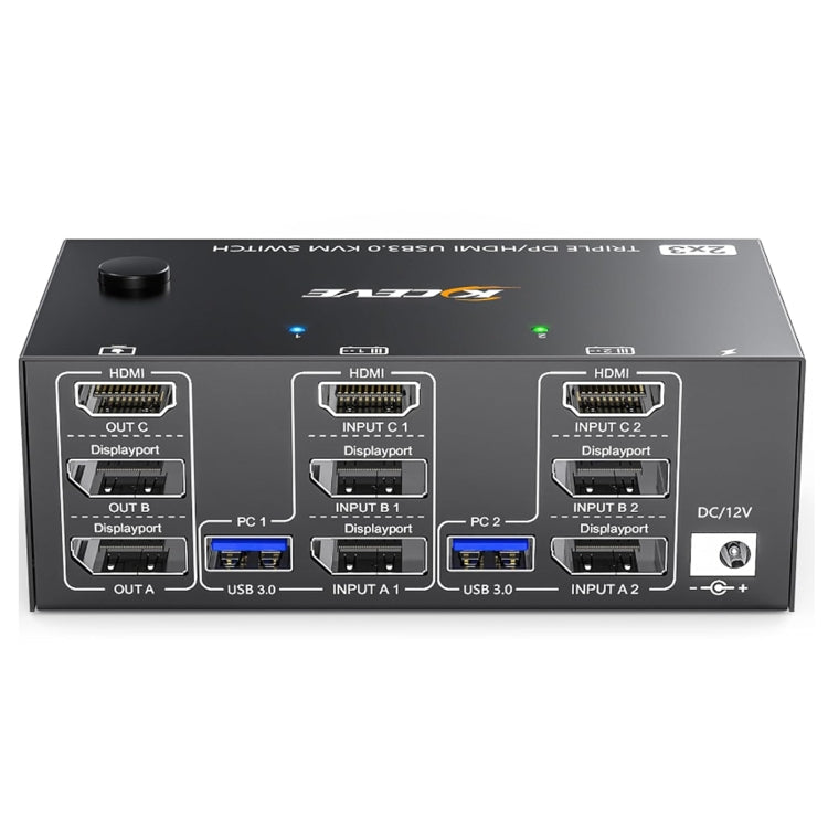 KC-KVM203DH 8K 30Hz USB 3.0 DP+DP+HDMI Triple Monitor KVM Switch