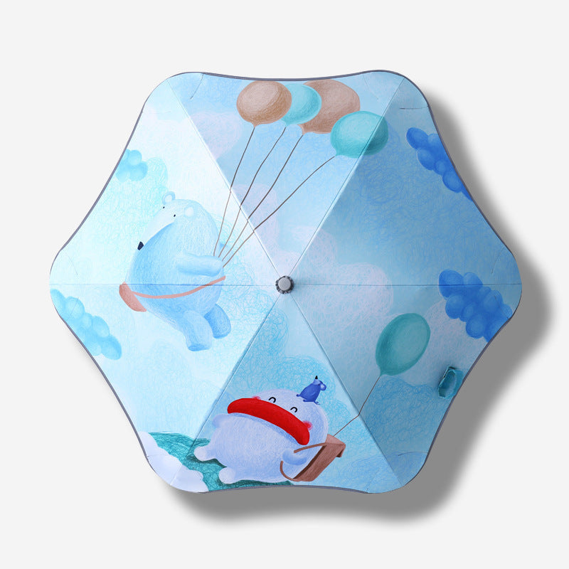 Kids' Folding Umbrella with Dinosaur Design