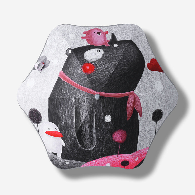 Kids' Folding Umbrella with Dinosaur Design