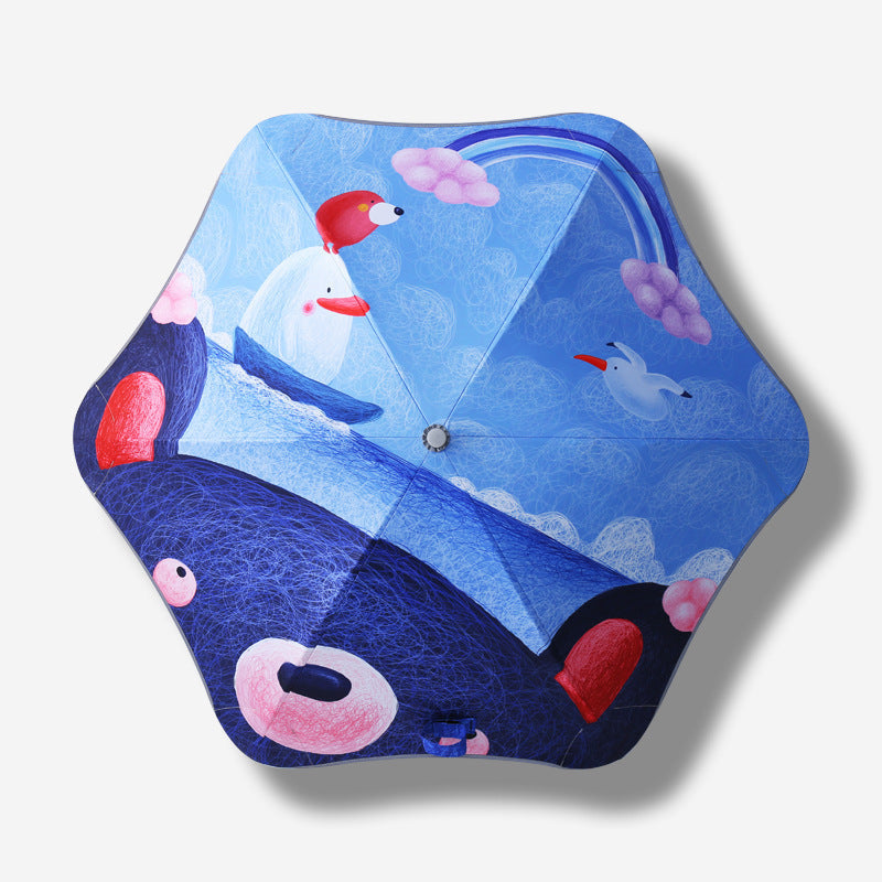 Kids' Folding Umbrella with Dinosaur Design