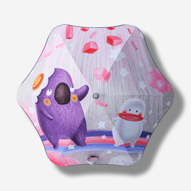 Kids' Folding Umbrella with Dinosaur Design