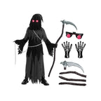 Kids Halloween Costume Grim Reaper Hooded Robe Set With Glowing Eyes