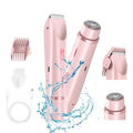 Lady shaver 2 in 1 with rotary head and interchangeable trimmer, USB-C rechargeable, wet and dry use, 2 guide combs, 17.