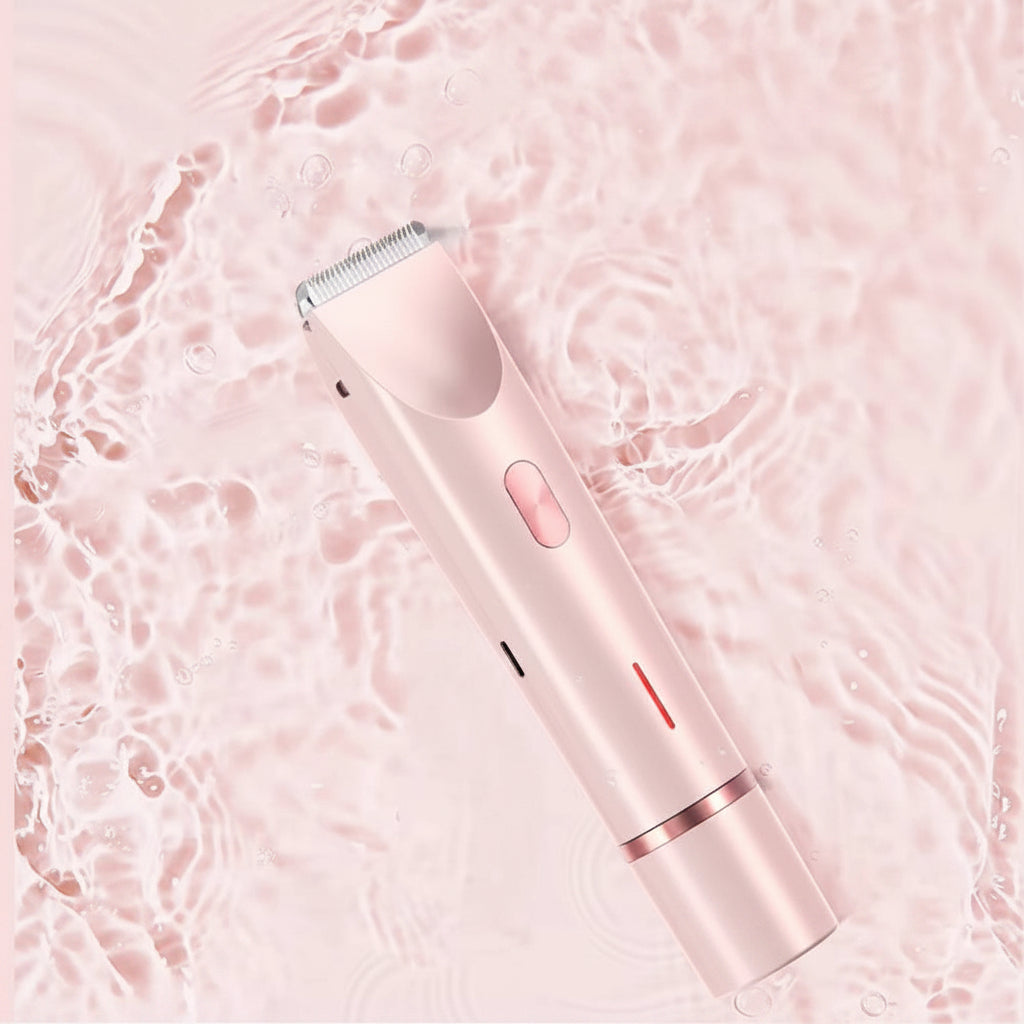 Lady shaver 2 in 1 with rotary head and interchangeable trimmer, USB-C rechargeable, wet and dry use, 2 guide combs, 17.