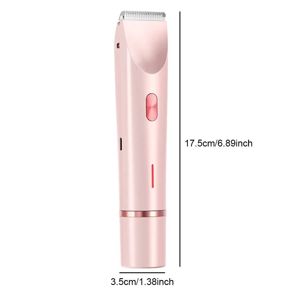Lady shaver 2 in 1 with rotary head and interchangeable trimmer, USB-C rechargeable, wet and dry use, 2 guide combs, 17.