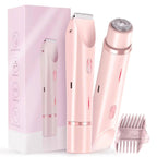 Lady shaver 2 in 1 with rotary head and interchangeable trimmer, USB-C rechargeable, wet and dry use, 2 guide combs, 17.