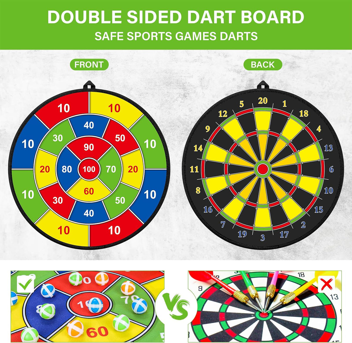 Large Double-Sided Dartboard for Kids – Play, Learn and Relax