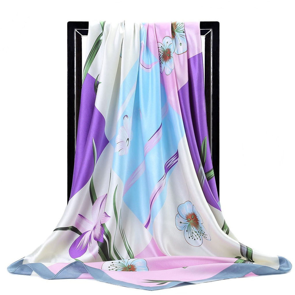 Large Square Silk-Effect Scarf