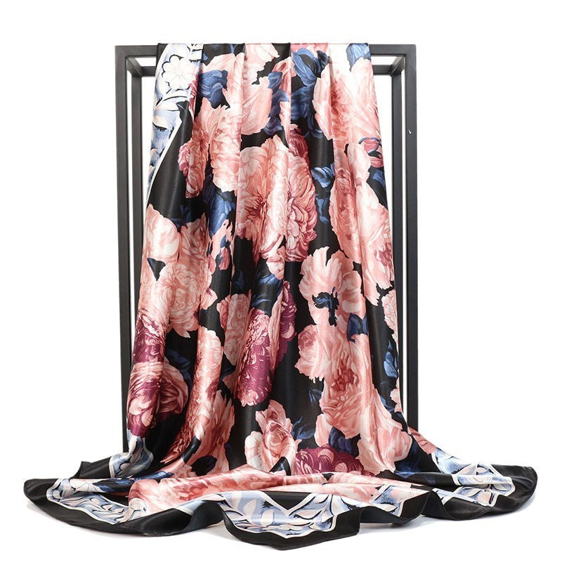 Large Square Silk-Effect Scarf