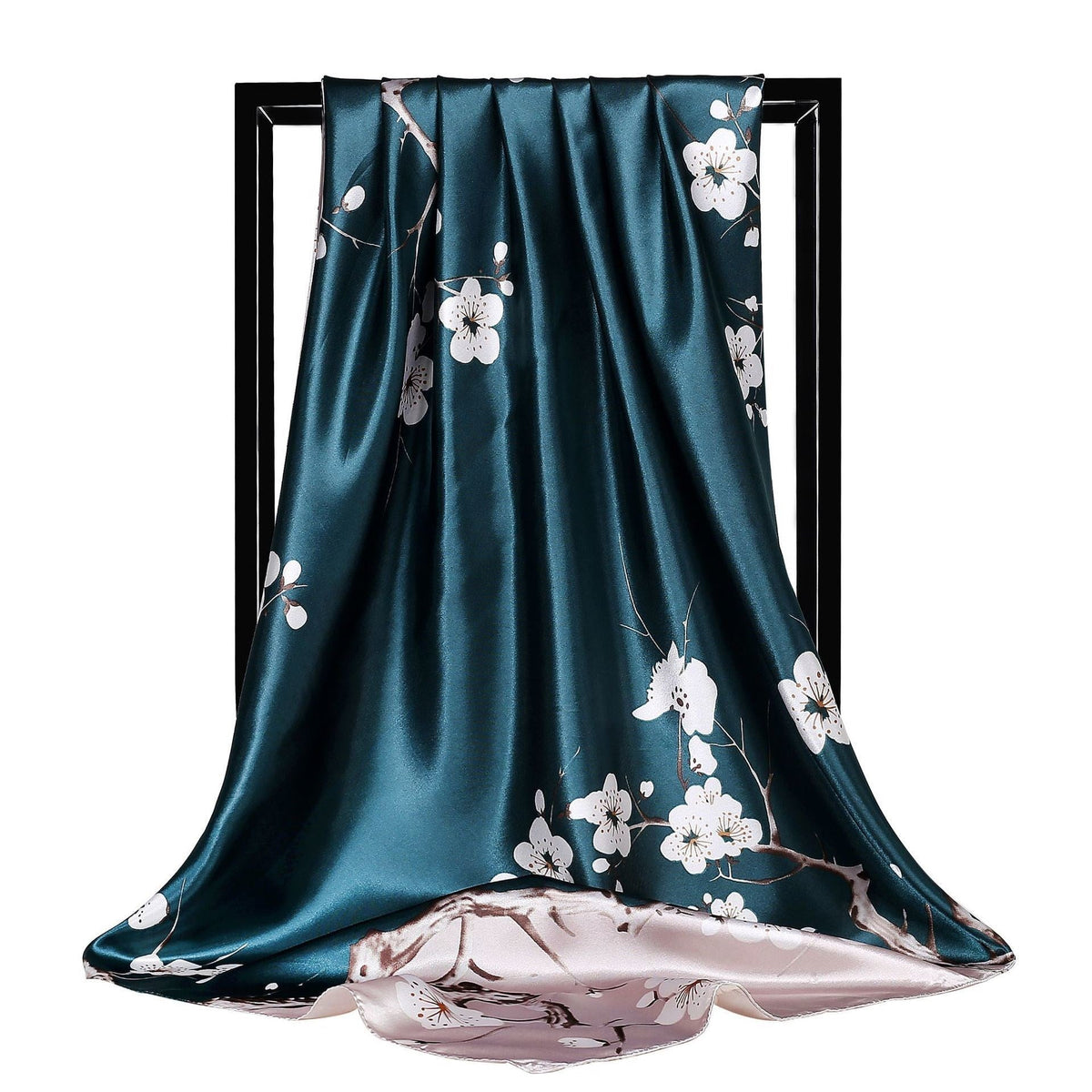 Large Square Silk-Effect Scarf