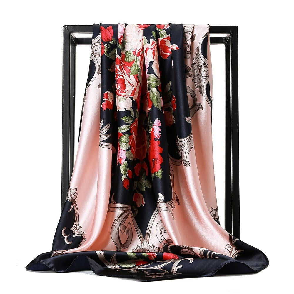 Large Square Silk-Effect Scarf