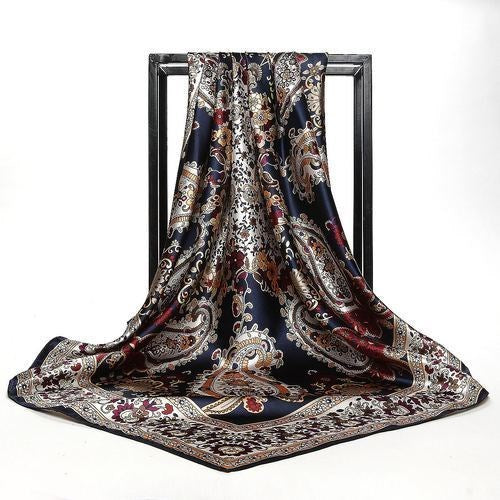 Large Square Silk-Effect Scarf