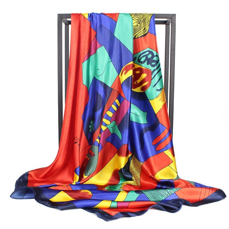 Large Square Silk-Effect Scarf