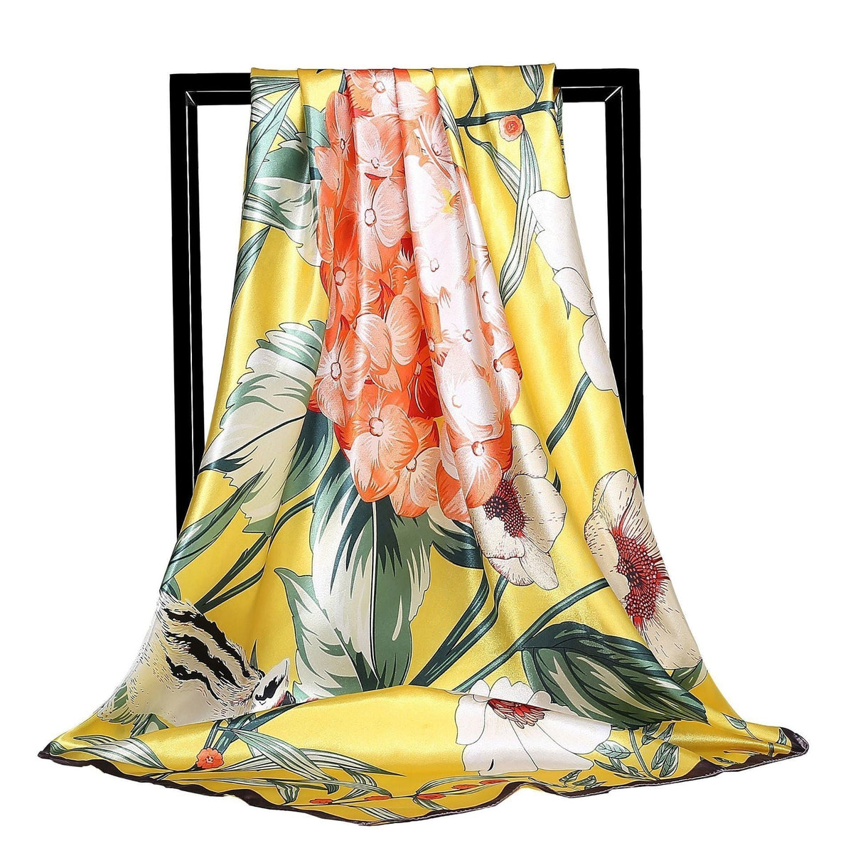 Large Square Silk-Effect Scarf