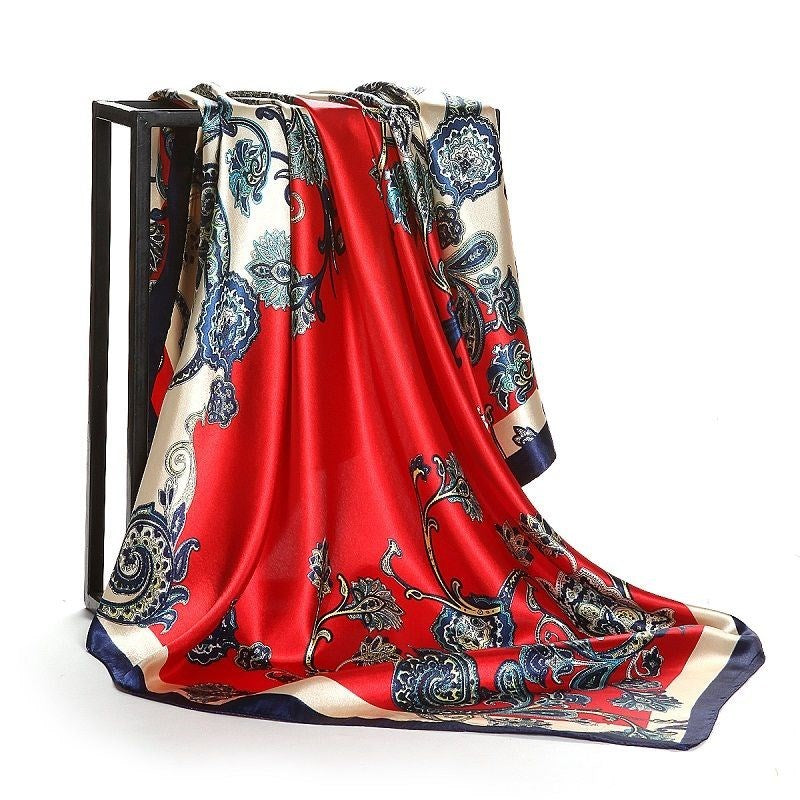 Large Square Silk-Effect Scarf