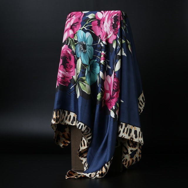 Large Square Silk-Effect Scarf