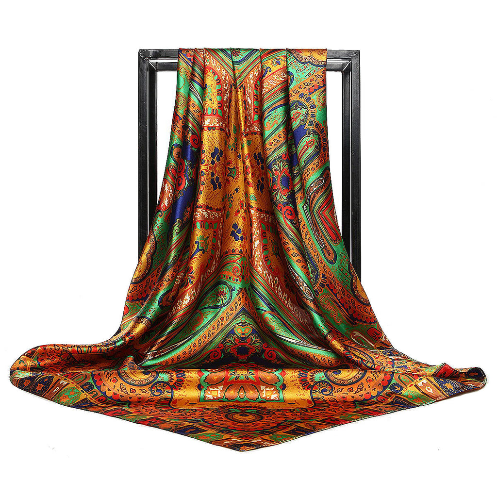 Large Square Silk-Effect Scarf