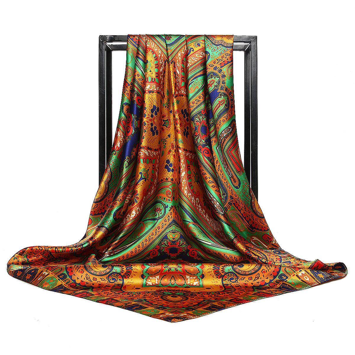 Large Square Silk-Effect Scarf