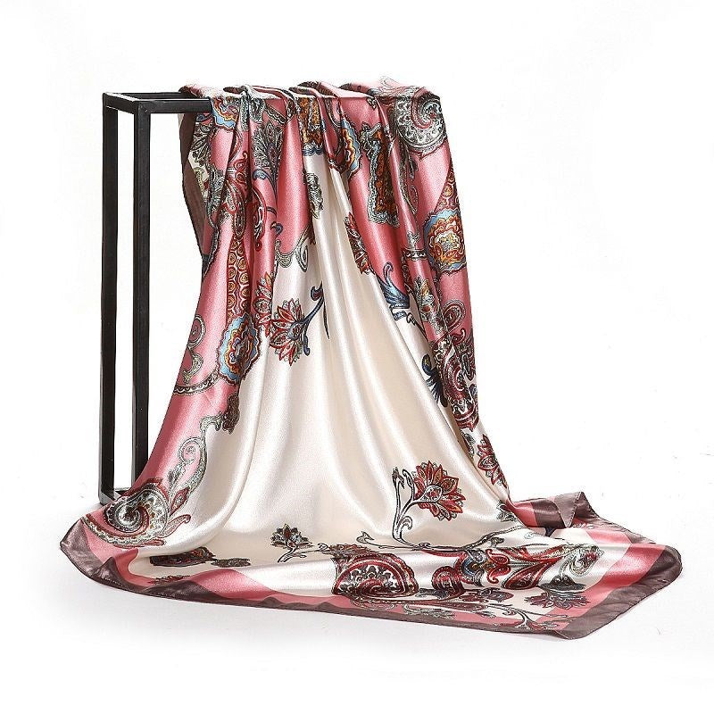 Large Square Silk-Effect Scarf