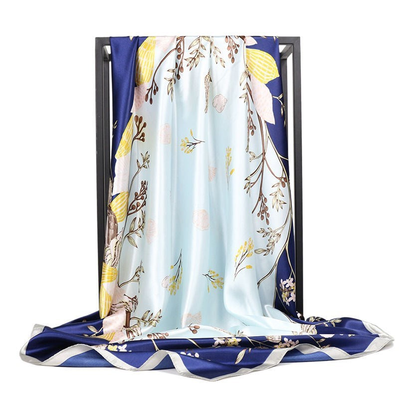 Large Square Silk-Effect Scarf