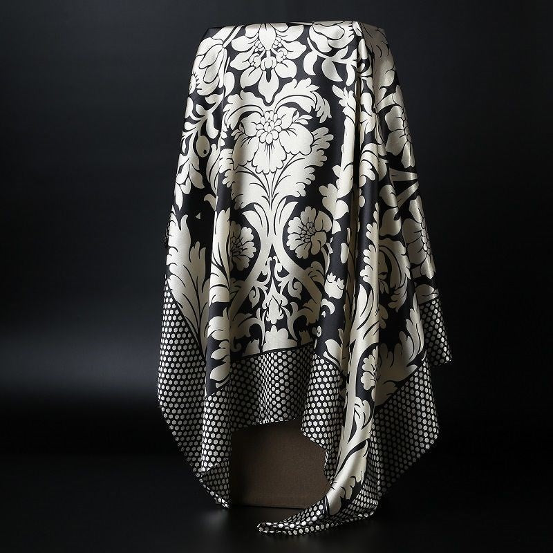 Large Square Silk-Effect Scarf