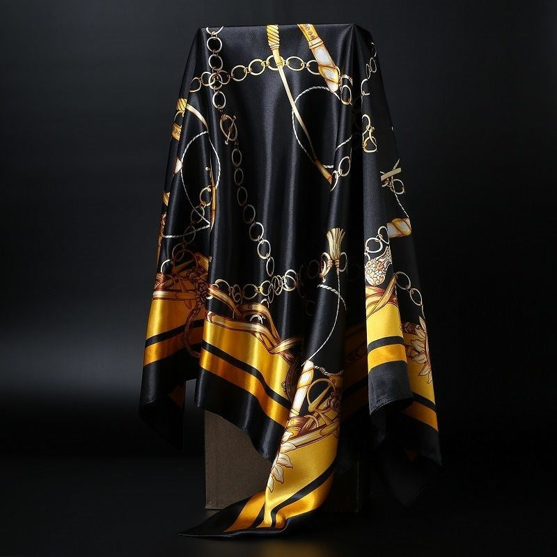 Large Square Silk-Effect Scarf