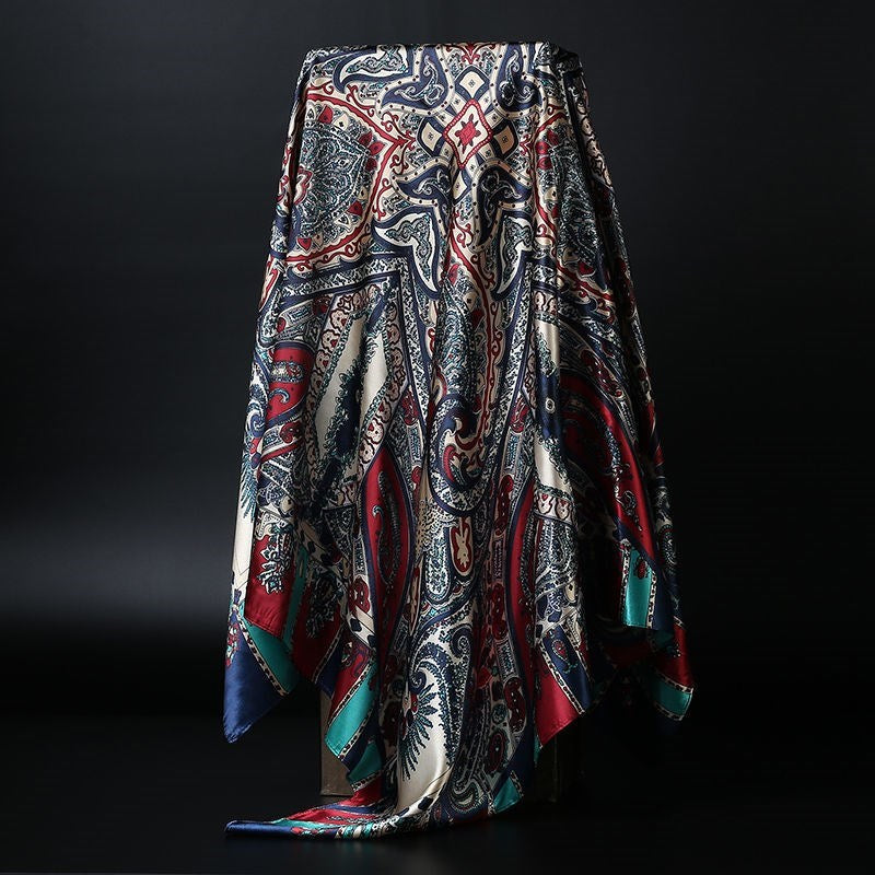 Large Square Silk-Effect Scarf