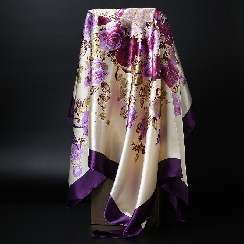 Large Square Silk-Effect Scarf