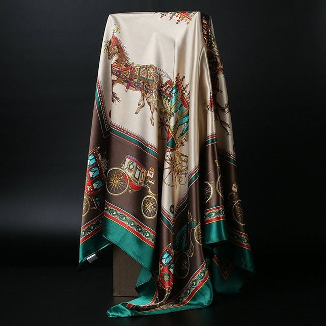 Large Square Silk-Effect Scarf