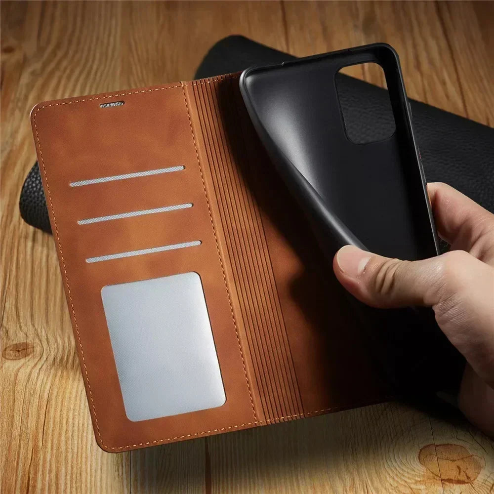 Boneroshop | Leather Magnetic Case for Samsung Phones: Chic Protection