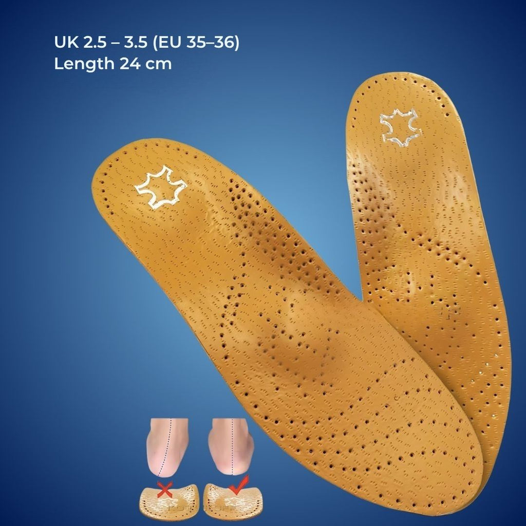 LeatherGuard Orthopedic Leather Shoe Insole | Shock Absorption - Arch Support - Comfortable Insole - Foot Pain Relief - 