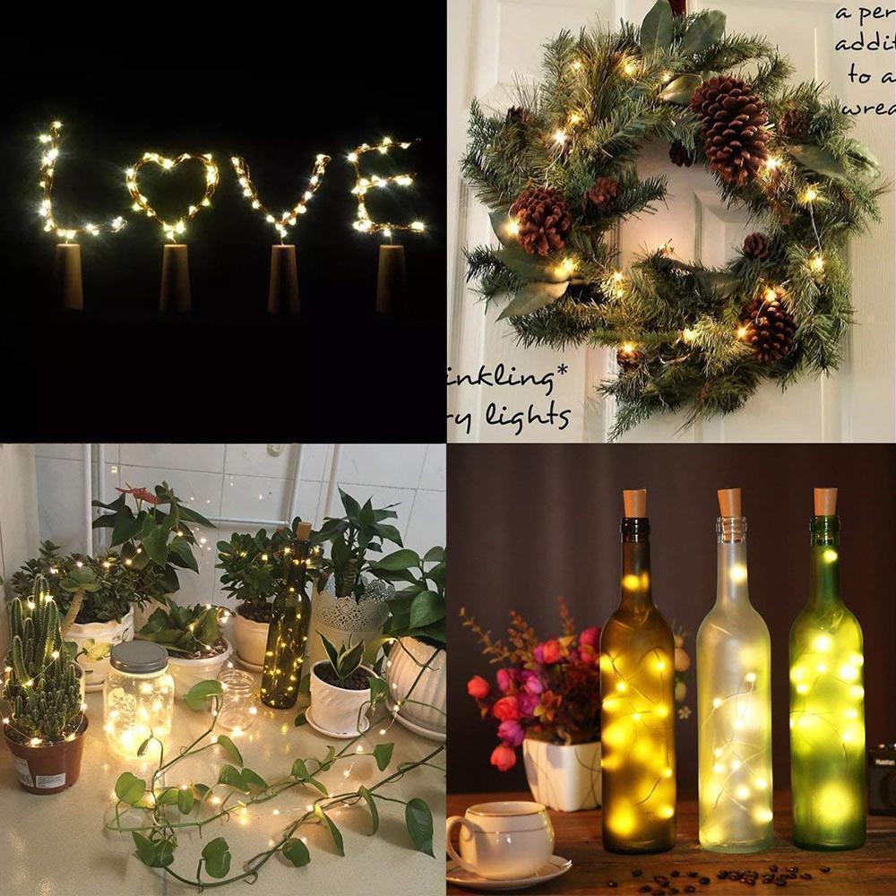 LED bottle light cork stopper – 5 pieces, fairy lights for wine bottles, decorative gift