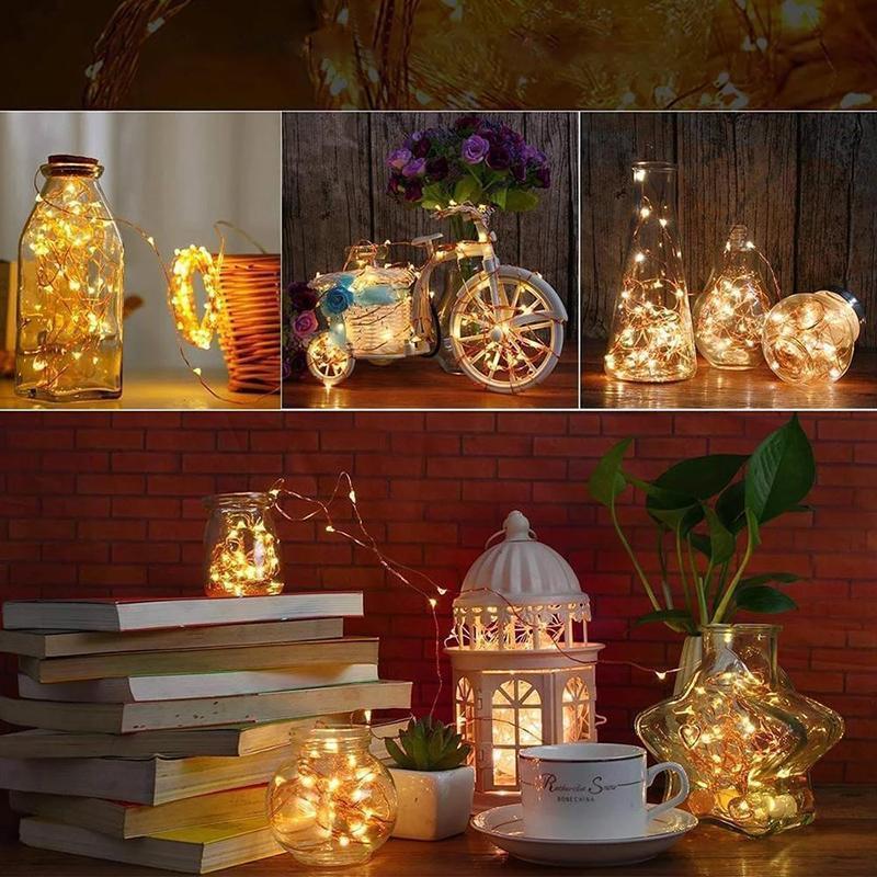 LED bottle light cork stopper – 5 pieces, fairy lights for wine bottles, decorative gift