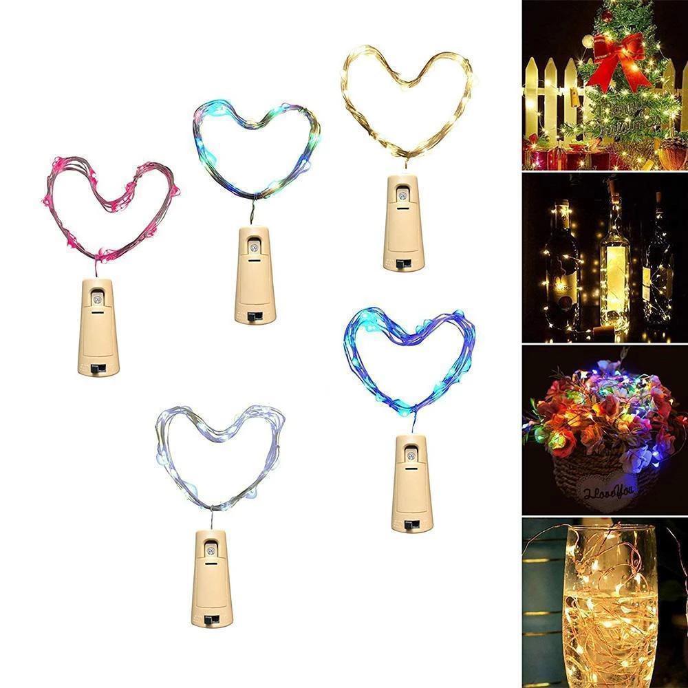 LED bottle light cork stopper – 5 pieces, fairy lights for wine bottles, decorative gift