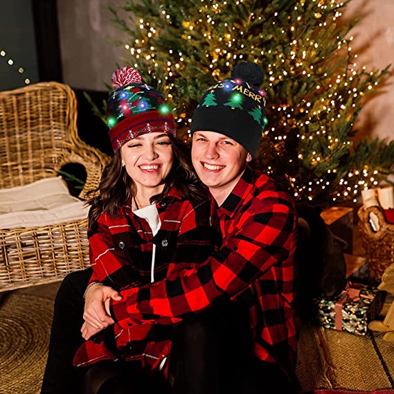LED Christmas Knitted Hat – Light-Up Festive Beanie