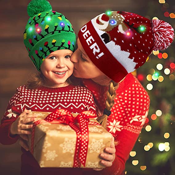 LED Christmas Knitted Hat – Light-Up Festive Beanie