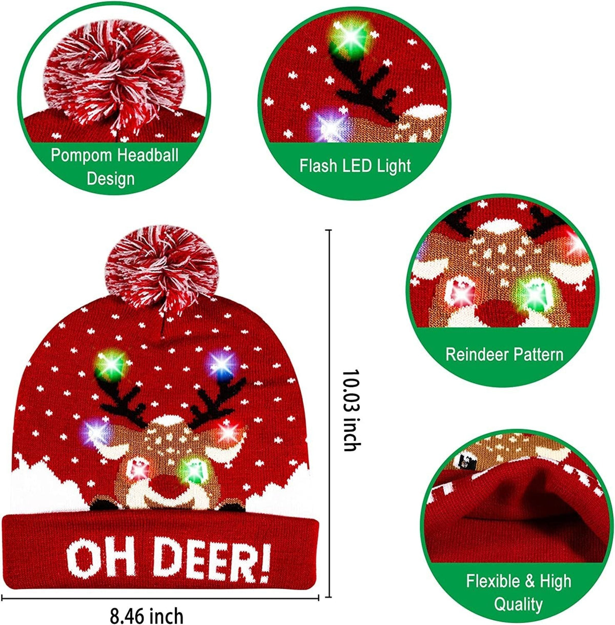 LED Christmas Knitted Hat – Light-Up Festive Beanie