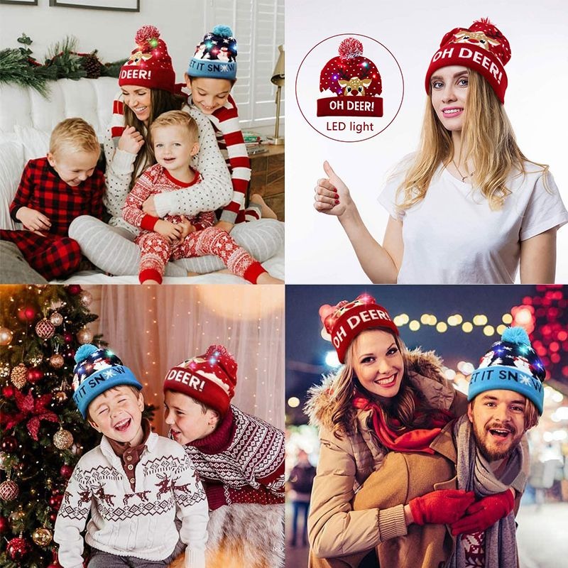 LED Christmas Knitted Hat – Light-Up Festive Beanie