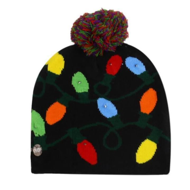 LED Christmas Knitted Hat – Light-Up Festive Beanie