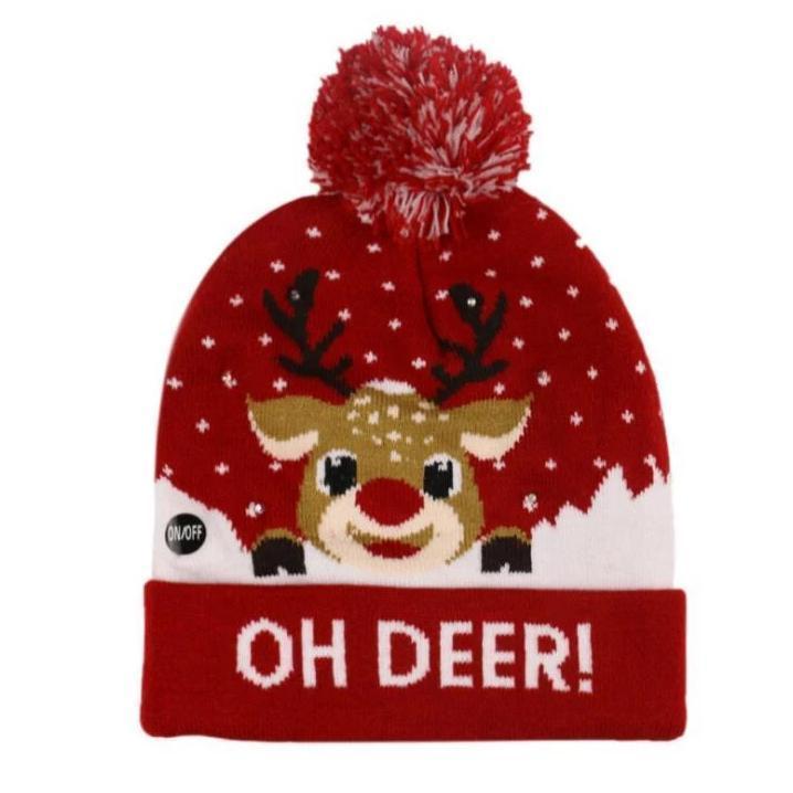 LED Christmas Knitted Hat – Light-Up Festive Beanie
