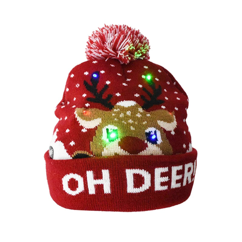 LED Christmas Knitted Hat – Light-Up Festive Beanie