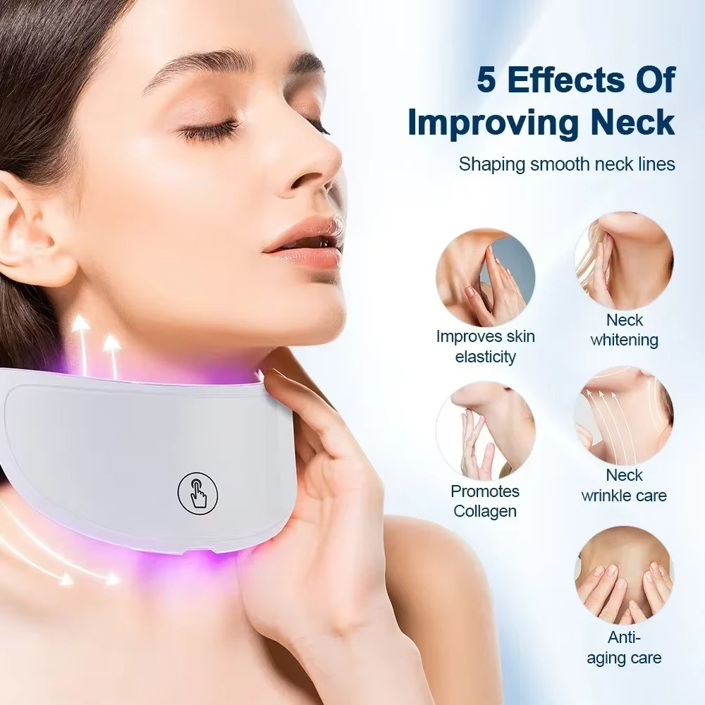 LED Facial Mask with Neck Support for Skin Firming and Anti-Ageing Light Therapy