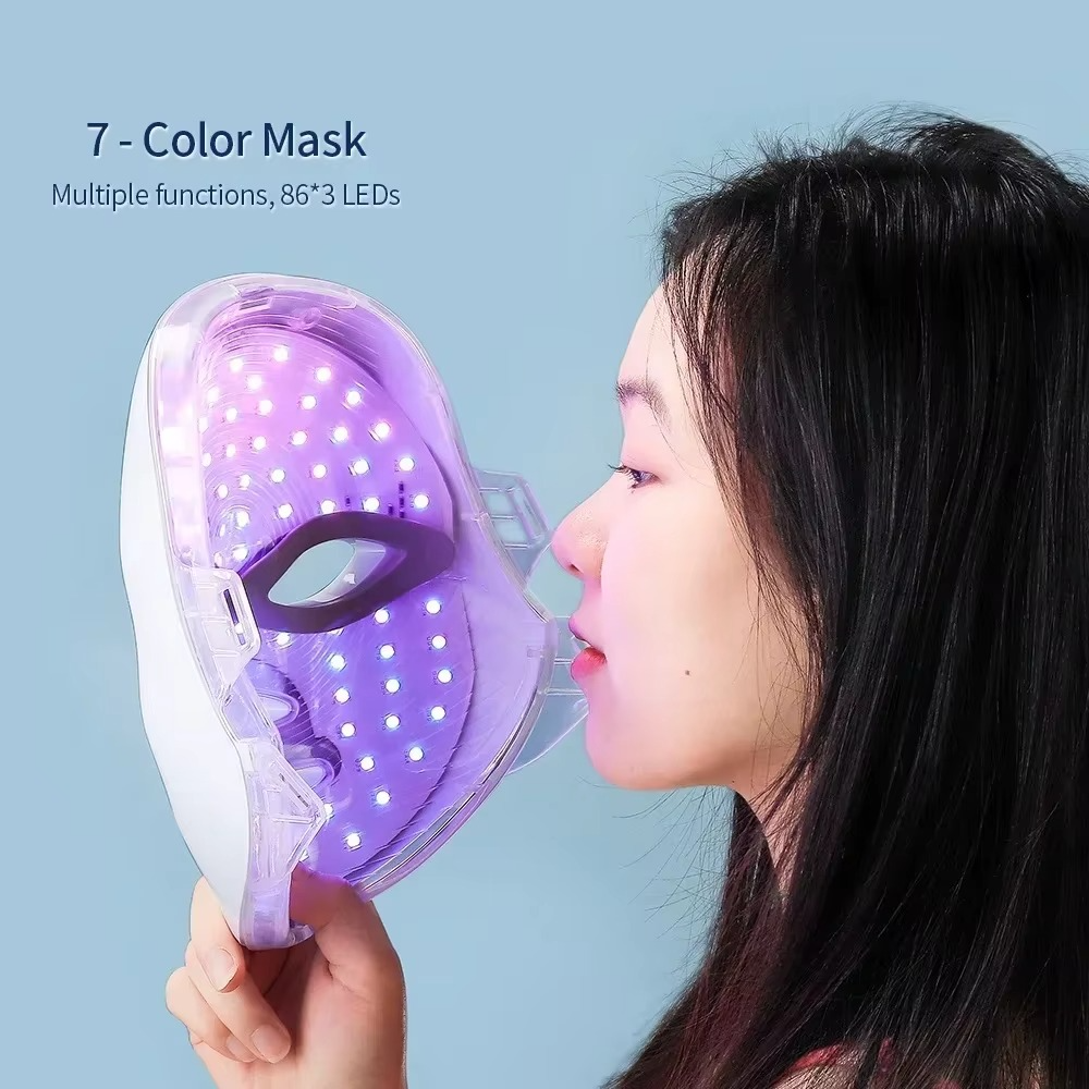 LED Facial Mask with Neck Support for Skin Firming and Anti-Ageing Light Therapy