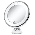 LED Magnifying Makeup Mirror, Dual 7x/10x, 3 Light Modes, Suction Mount