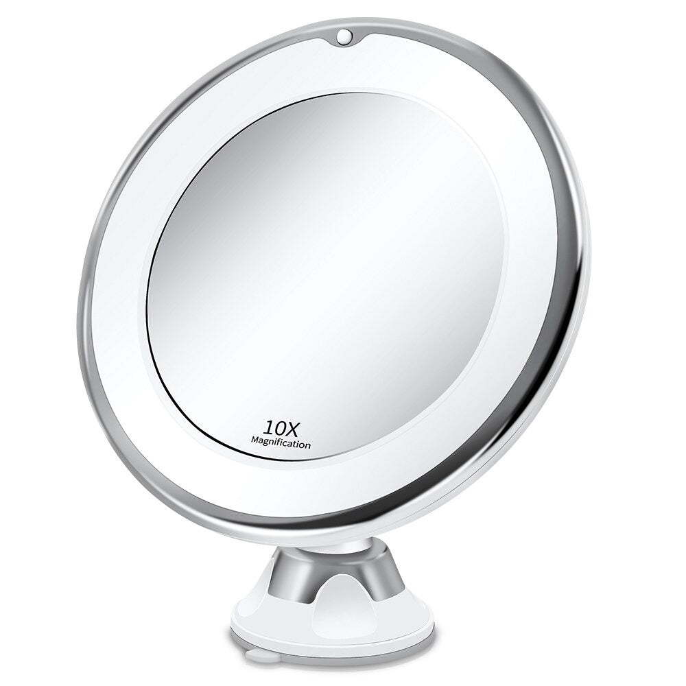 LED Magnifying Makeup Mirror, Dual 7x/10x, 3 Light Modes, Suction Mount