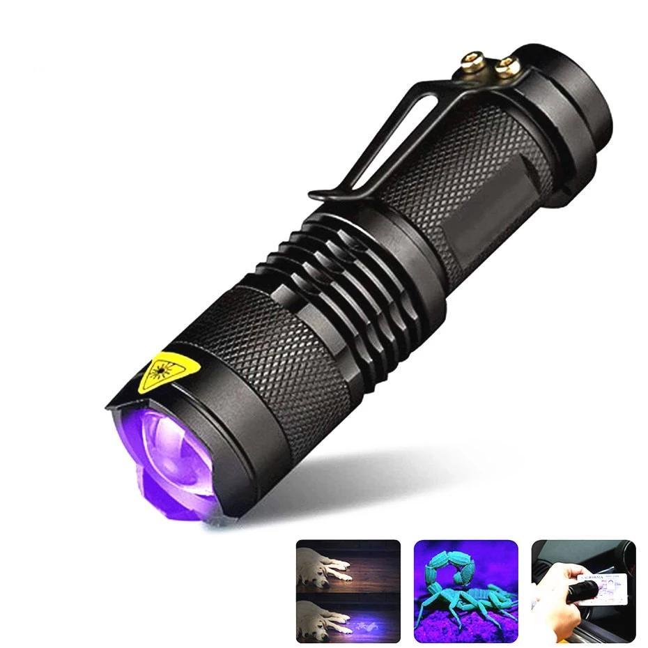 LED UV Torch with Zoom Function – Ultraviolet Black Light for Pet Urine Detection and Scorpion Hunting