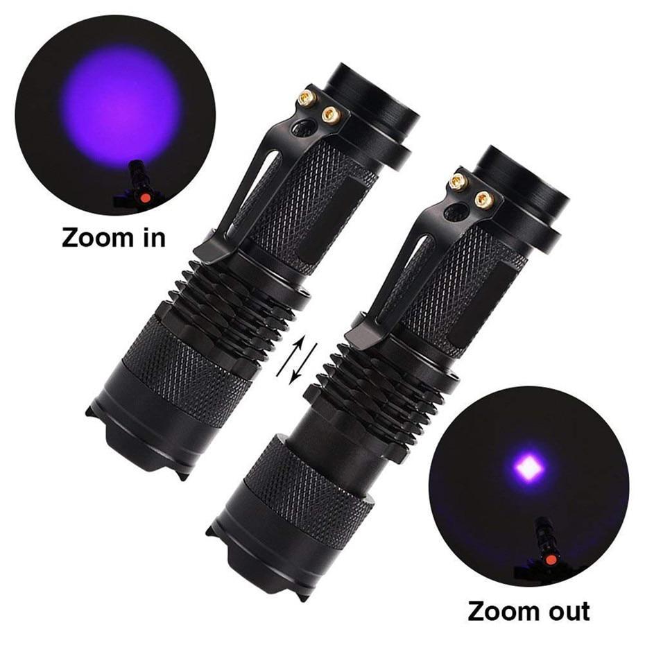 LED UV Torch with Zoom Function – Ultraviolet Black Light for Pet Urine Detection and Scorpion Hunting