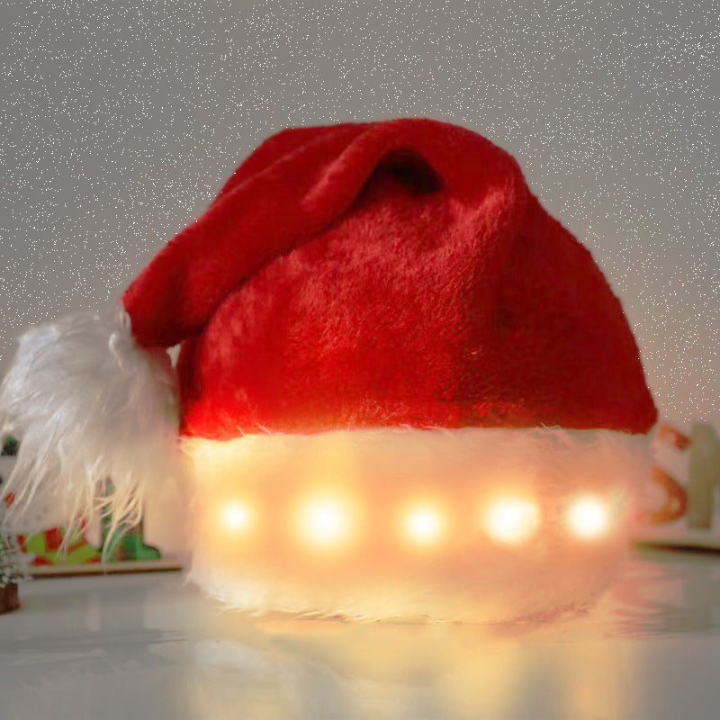 Light-Up Christmas Hat with LED Lights – Soft Plush Santa Hat