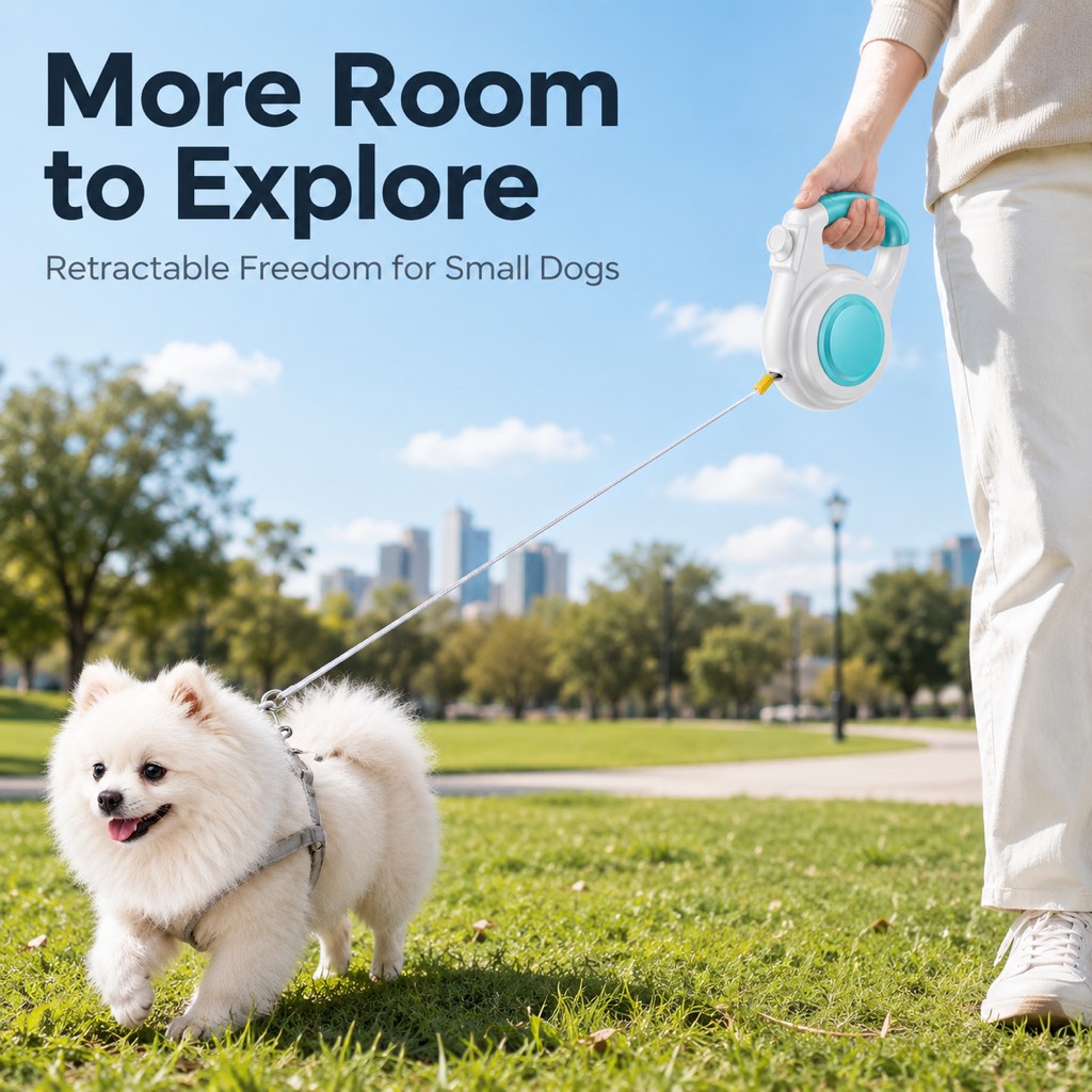 Boneroshop Rechargeable Light-Up Retractable Dog Leash for Night Walks - Helps Small Dogs Stay Visible & Easy to Control