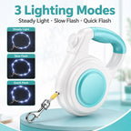 Boneroshop Rechargeable Light-Up Retractable Dog Leash for Night Walks - Helps Small Dogs Stay Visible & Easy to Control